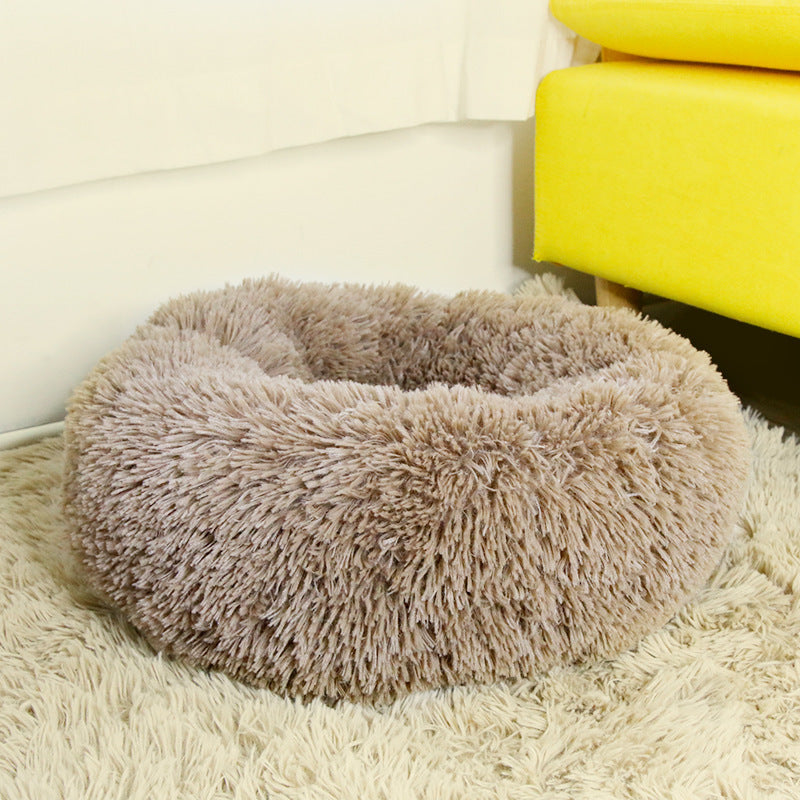 Round Plush Dog Bed for Deep Sleep